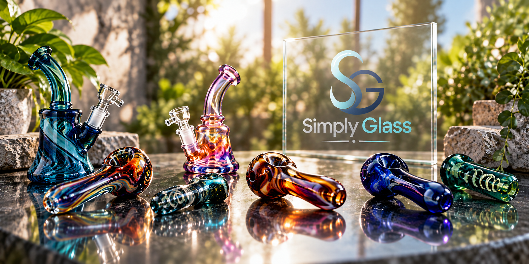 Colorful glass art pieces